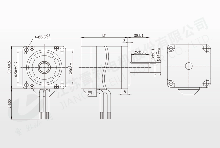 60mm Inner Rotor Brushless DC Motor Dimensions