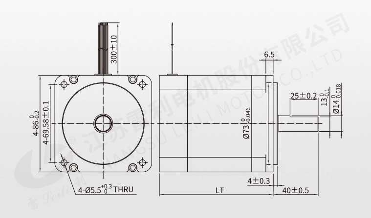 86mm Outer Rotor Brushless DC Motor Dimensions