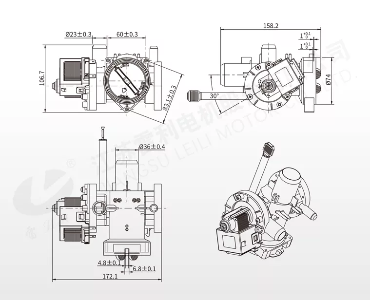 Mechanical Dimension for BPX201 AC Synchronous Drainage Pump