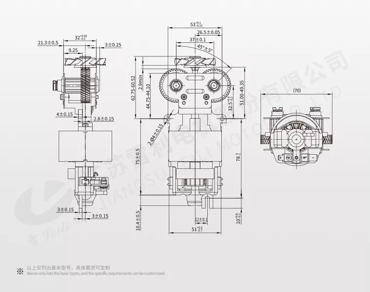 Mechanical Dimension for RS-9812 Micro DC Brush Motor
