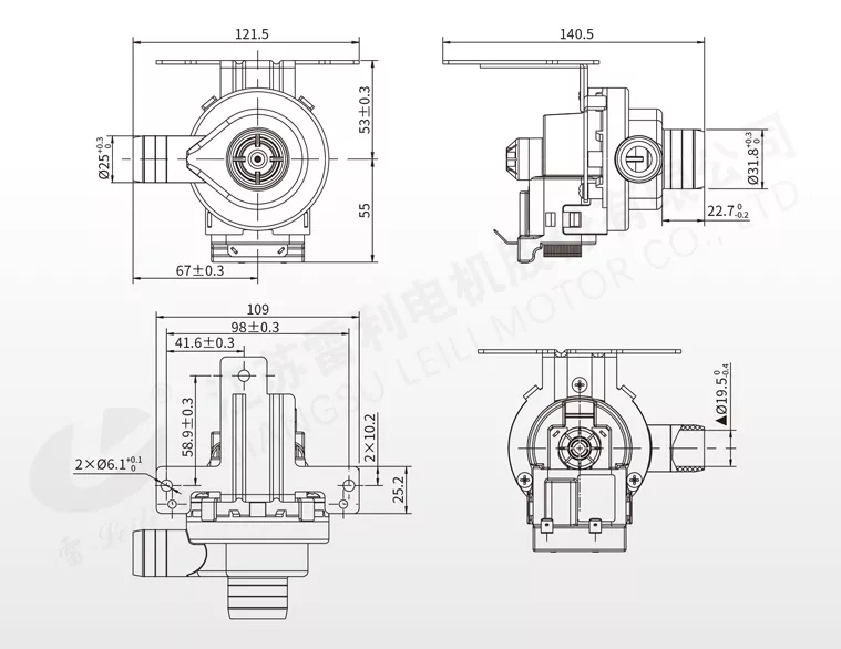 Mechanical Dimension for Three Phase Brushless Drainage Pump