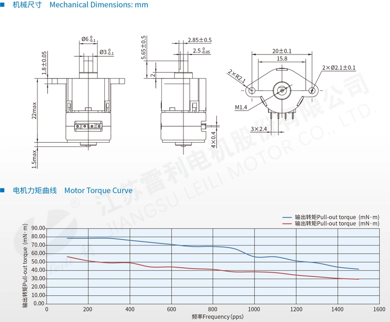 PM Stepping Motor 15BY45-XG Dimensions